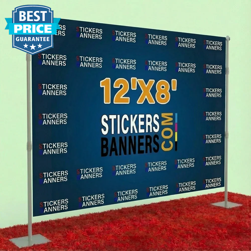 12'x8' Fabric Step and Repeat Banner with Stand and Red Carpet
