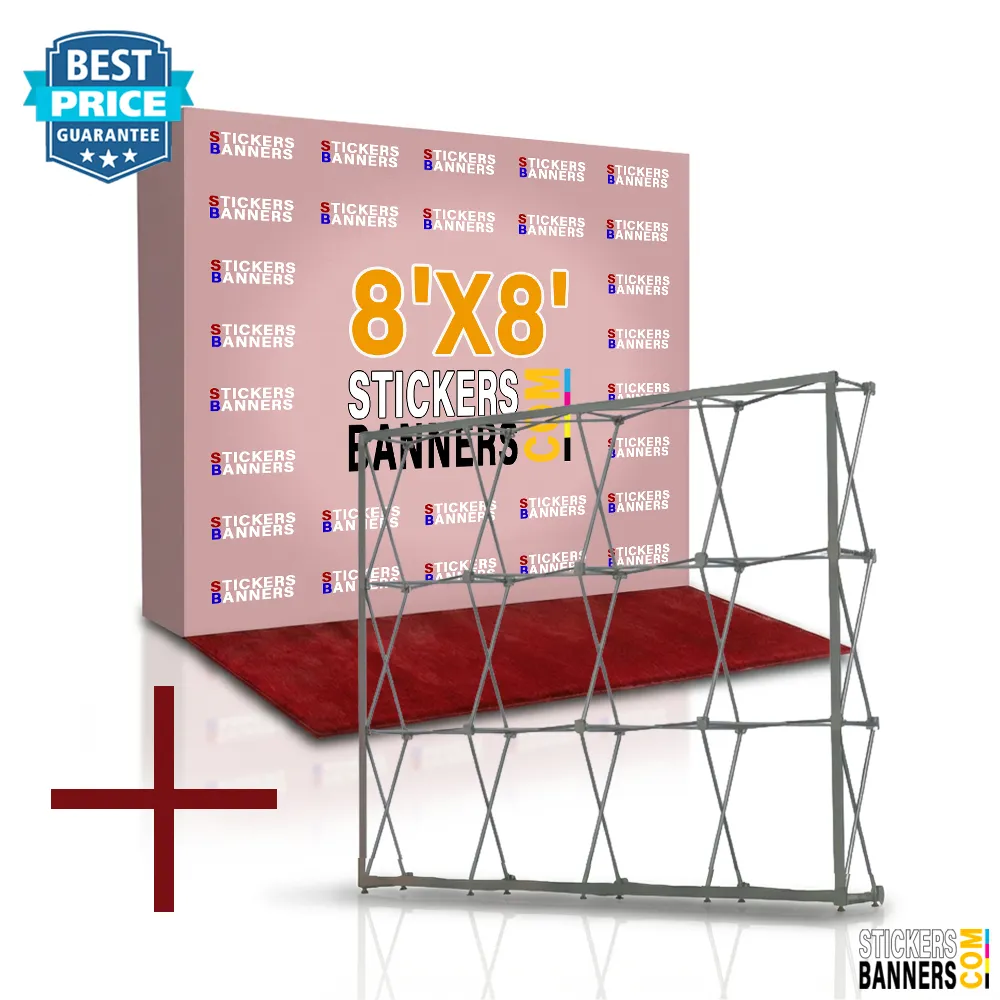 8'x8' Fabric Pop Up Display Backdrop with Stand and Red Carpet